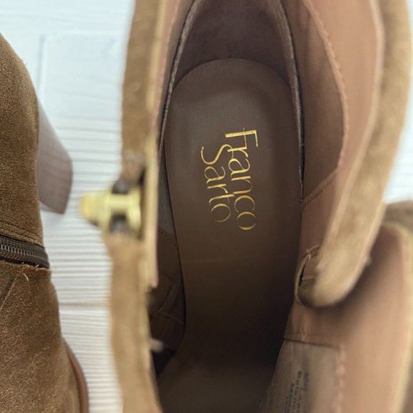 Franco Sarto Dorinda Brown Leather Suede Zipper Ankle Boots Booties Women's Sz 8 - Picture 9 of 12